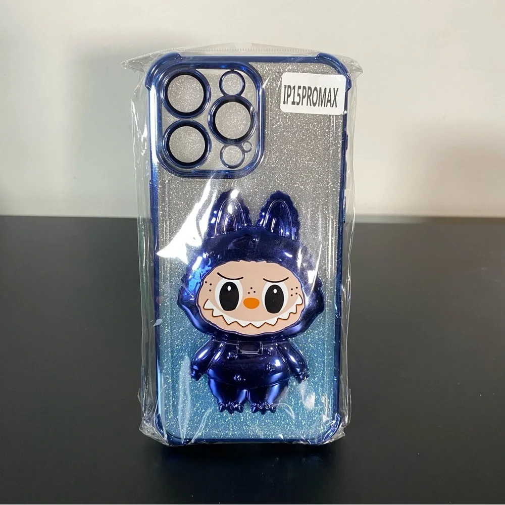 Blue Glitter Cartoon Character iPhone 15 Pro Max‎ Case